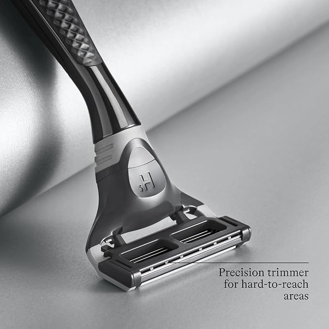 Harry's Original Shave Gift Set for Men - Black Metallic Handle + 3 Razor Blade Cartridges + Travel Blade Cover + 1 Foaming Shave Gel - German Engineered