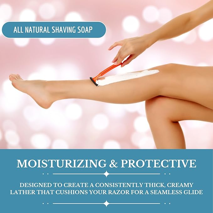 Women's Fragrance Free Shea Butter Shaving Soap – Ideal for Sensitive Skin, Long Lasting, and Perfect for Shaving Legs – Moisturizes and Rehydrates Skin (Pack of 3)