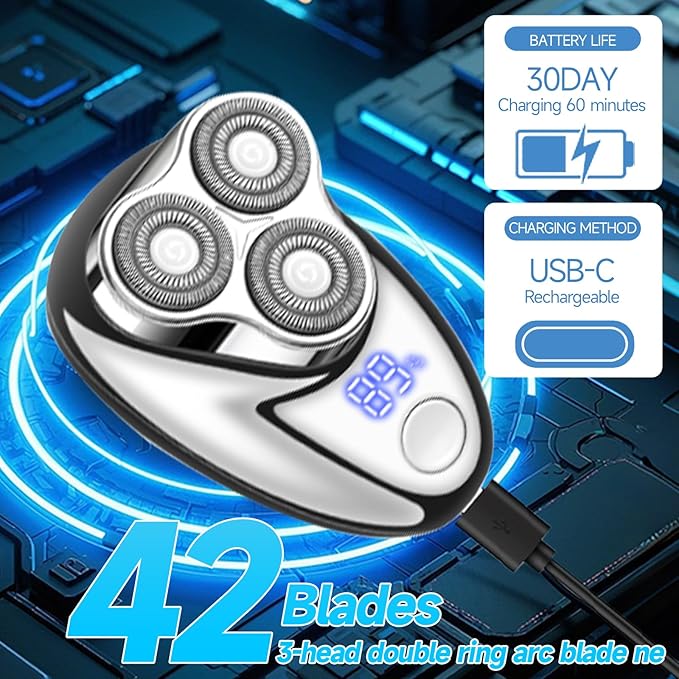 Mini Electric Shaver, Mini Portable Razor, USB Rechargeable Waterproof Shaver for Travel Office,Wet & Dry Electric Pubic Trimmer, Waterproof Body Groomer (for Men)
