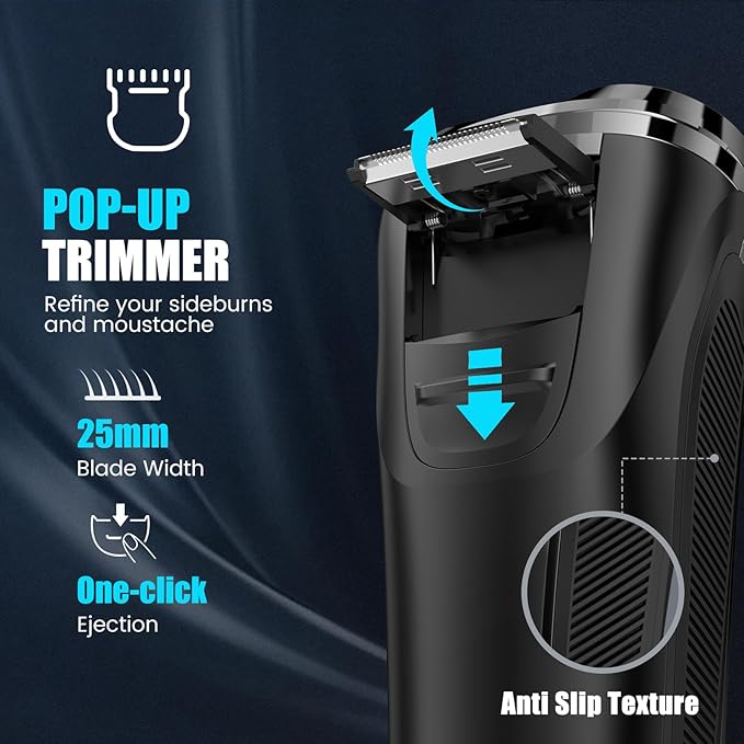 Brightup Electric Razor for Men Face, Wet & Dry Electric Shaver for Men with Pop-up Trimmer, Men's Razor with 4D Flex Precision Blades, USB Fast Charging, LED Display, Travel Lock, Storage Case