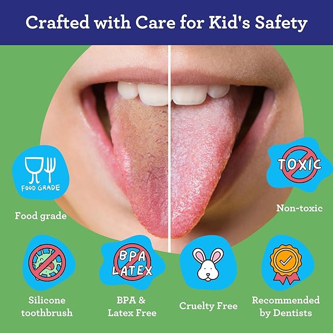 GuruNanda Kids Tongue Scraper (6-Pack) with Travel Case, Stainless Steel, Aids in Fresh Breath - Travel-Friendly Tongue Cleaner (Green/Pink/Orange)