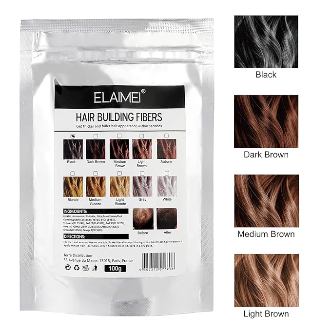 Hair Fibers Spray Refill Powder 100 Grams,Medium Brown,Thinning Fine Hair Loss Concealer,Undetected & Unscented,Refill Exsiting Shaker Bottle