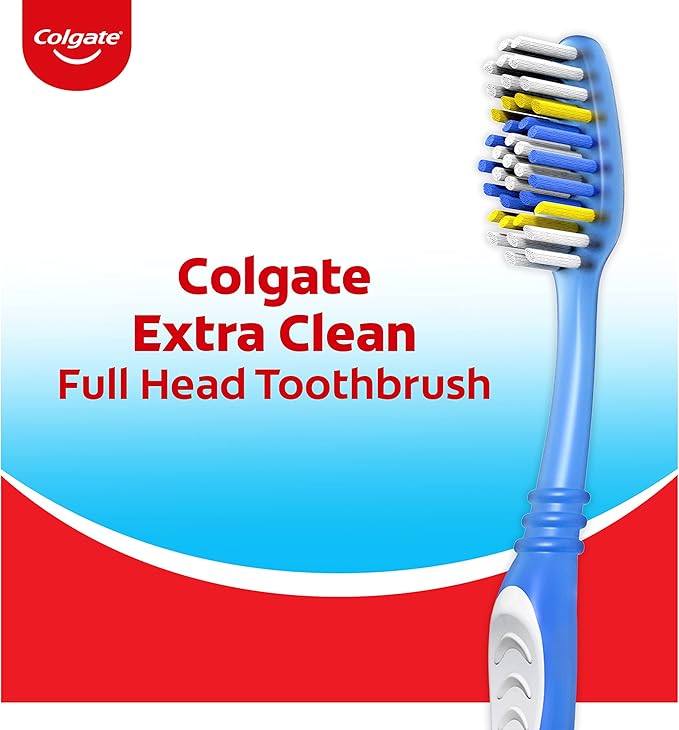 Colgate Extra Clean Toothbrush, Soft Toothbrush for Adults, 6 Count (Pack of 2), Packaging May Vary