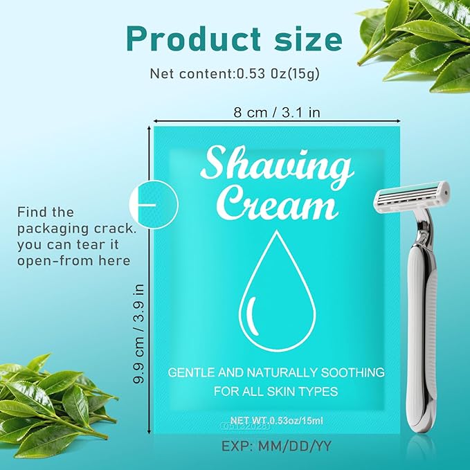 Womens Shaving Cream Bulk Travel,0.53oz Shave Gel for Women,Care Dry Skin Womens Shave Gel for Travel Guests(Green Tea,Pack of 30)