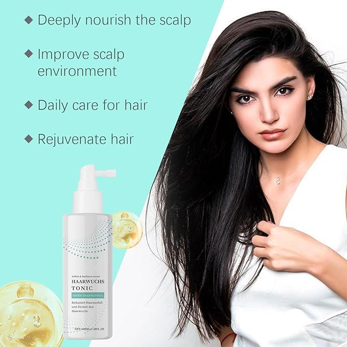100ml Rosemary Hair Growth Tonic Spray - Anti Hair Loss Treatment with Caffeine & Basil Extract - Scalp Moisturizer for Dry & Sensitive Scalp - Promotes Thicker, Fuller & Healthier Hair
