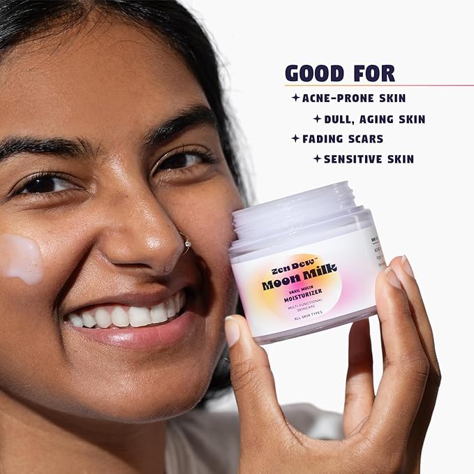 Moon Milk Snail Mucin Moisturizer Gel Cream (3.52 oz) Korean Snail Mucin Serum Cream that Replenishes Moisture & Leaves Skin Brighter, Plumper, Soothed & Smooth