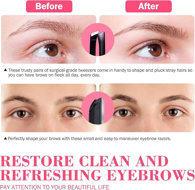 JPNK Eyebrow Trimmer Kit, 8 in 1 Scissors Professional Eyebrow Grooming Set for Women and Men with 5X Magnifying Mirror