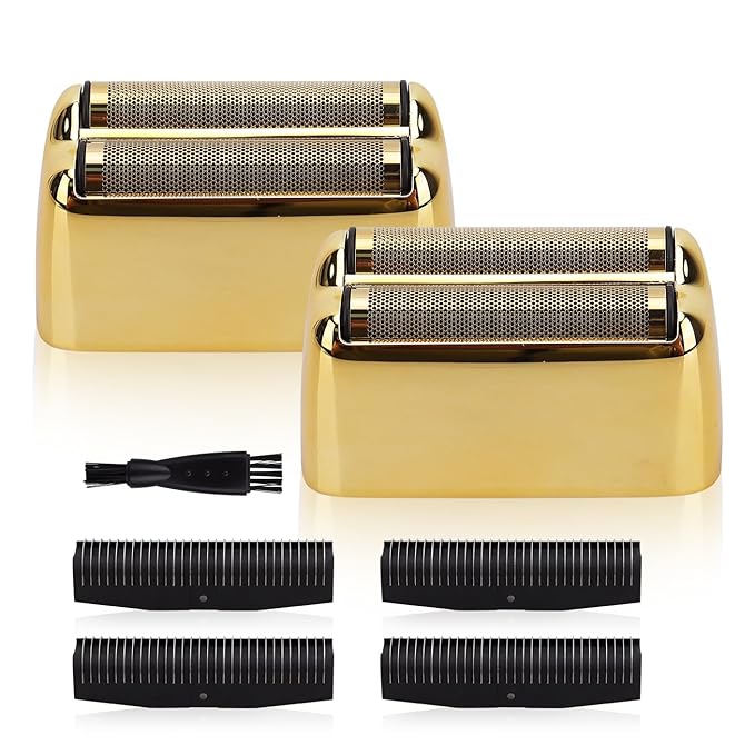 Replacement Foil and Cutter Head - Compatible with Baby*liss Foil Shaver，Double Foil Shaver Replacement Head, Compatible with BaBy*lissPRO trimmer Barberology FXFS2 Electric Razors(Gold)