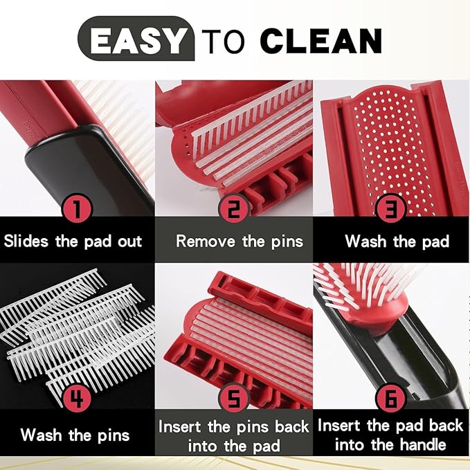 Hair Brush for Women Men Curly Wet or Dry Hair Classic Styling Brushes 9 Row for Natural Thick Hair, Blow Separating, Shaping Defining Detangling Curls Tools Travel Bristle Black Hairbrush