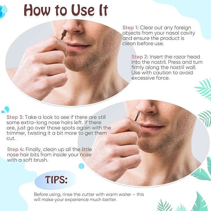 12 Pcs 2 in 1 Nasal Hair Cutter 2026 Upgrade Design Double Sided Nose Hair Trimmer for Men Women Portable 360° Rotating Manual Nose Nasal Knife Soft Cleaning Brush Box Package Multicolor