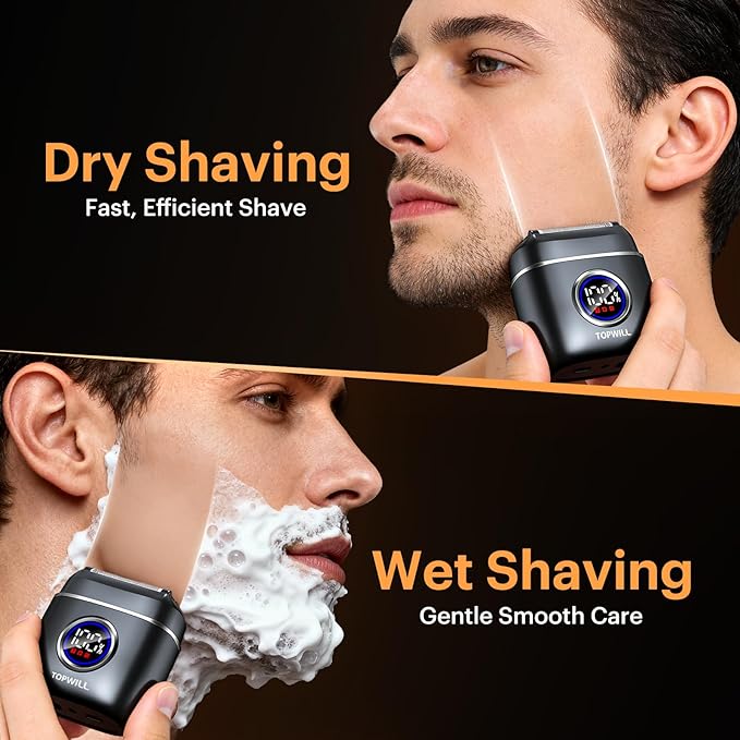 Powerful Electric Razor for Men – 5 Blade Portable Foil Shaver for Beard & Mustache Close Shave, Wet/Dry Use, Mini Cordless USB-C Rechargeable, with Gift Bag