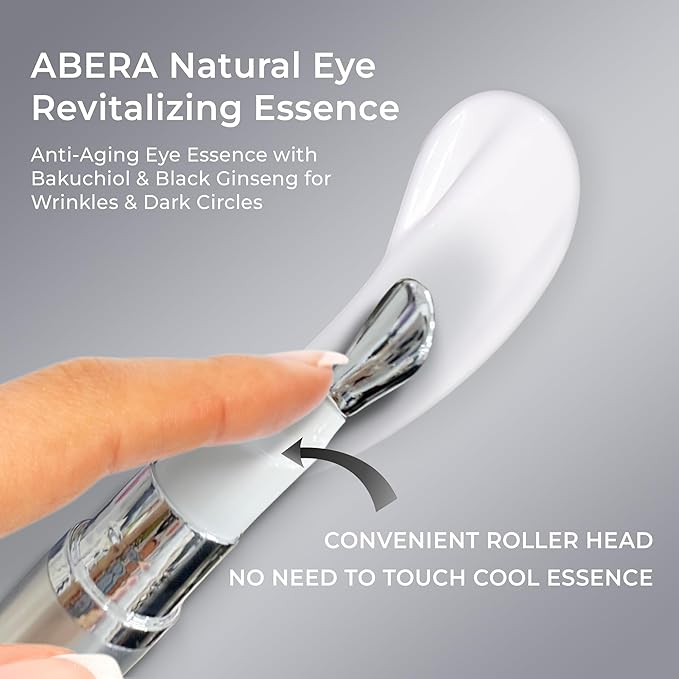 Abera Eye Roller & Essence for Men – Day & Night Treatment for Puffy Eyes & Dark Circles – Under Eye Bags Treatment with Cooling Mint Roller + Anti-Aging Serum