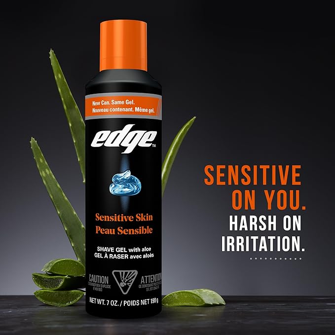 Edge Shaving Gel for Men, Sensitive Skin with Aloe, (6 Pack) - Shave Gel For Men That Moisturizes, Protects and Soothes To Help Reduce Skin Irritation