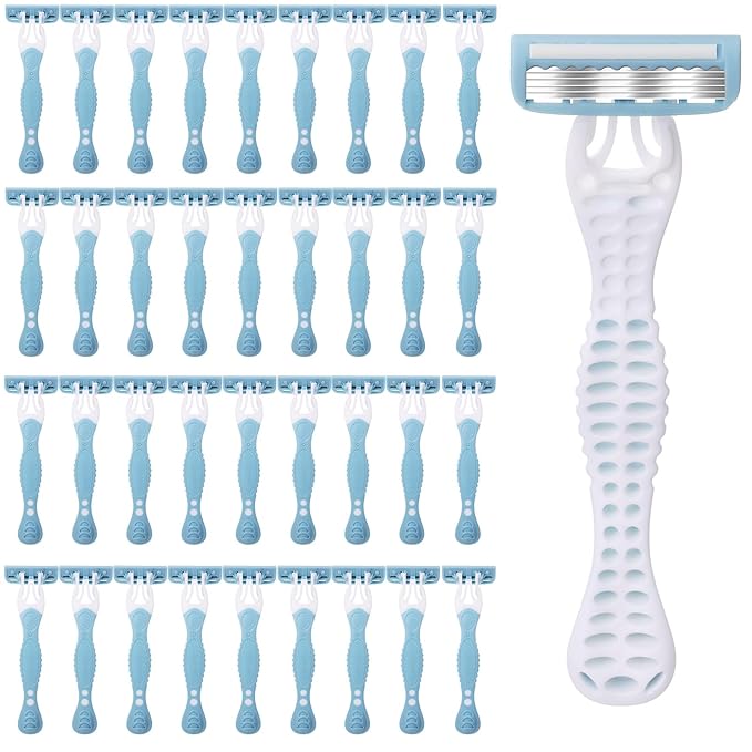 36 Pcs Women Disposable Razors Bulk 5 Blade for Sensitive Skin Individually Packaged Shaving Razors for Hotel Spa Travel Daily