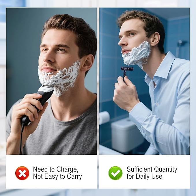 Disposable Razors in Bulk, Bulk Razors with Knife Cap, Individually Packaged Disposable Razors Bulk with Shaving Cream for Hotels, Shelters, Homeless, Nursing Homes, Charities, Black (100 pieces)