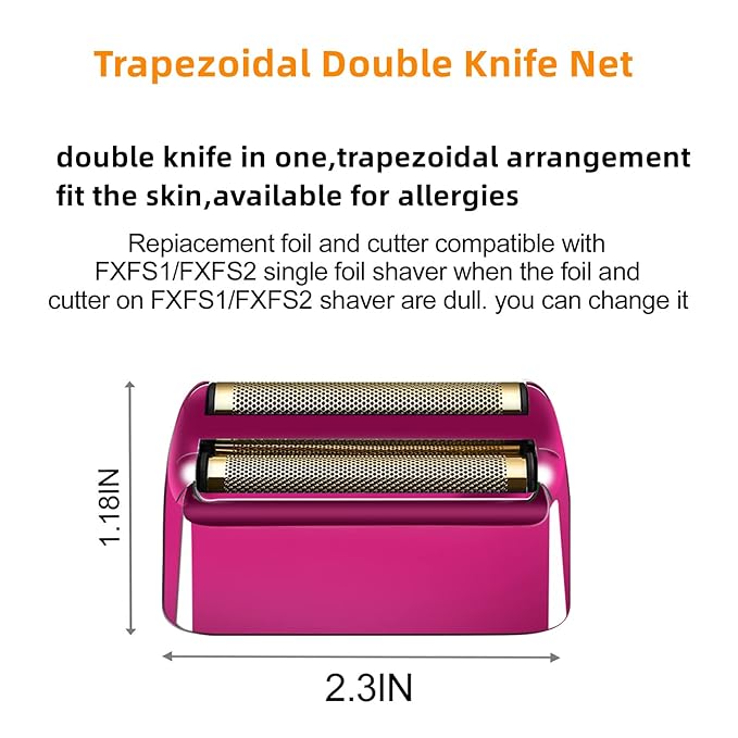 2 Pack Shaver Replacement Foil and Cutters Compatible with BaBylissPRO Double FXFS2 Metal Shaver foil Replacement,Purple