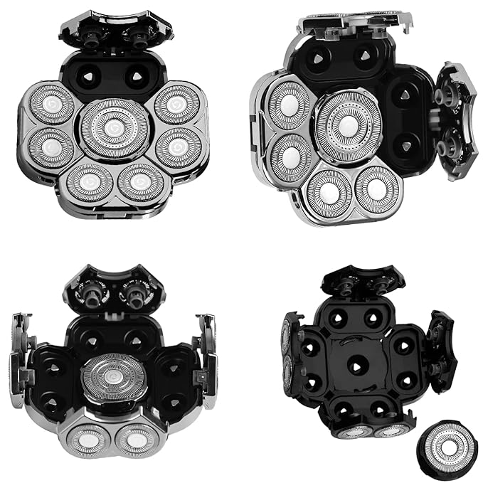 Universal Head Shaver Replacement Heads 9 Blades Head Shavers Replacement Blades for Bald Men Compatible with Freebird Shaver & Other Brands (silver9)