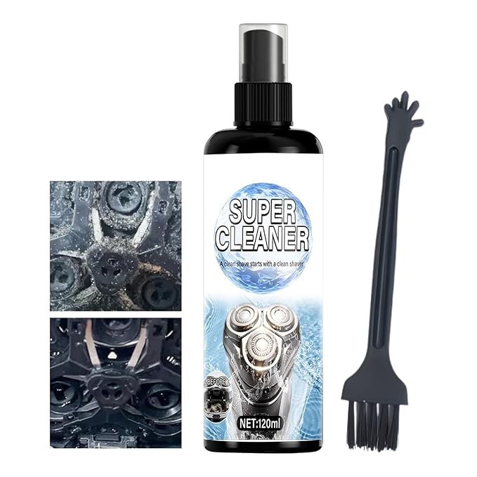 Electric Shaver Cleaner, Care Spray with Brush, 120ml Washing Solution for Bathroom, Portable Helper with Design, Stylish Accessories for Home Barber, Shower Dormitory for Apartment Maintenance