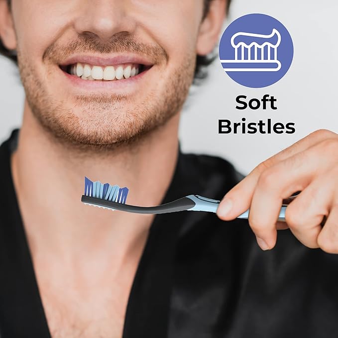 Reach Toothbrush, Soft Bristles, 6 Count | Multi-Zoned Angled | Contoured Handle | Tongue Scraper | Pack of 2