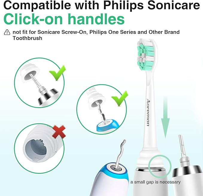 Aoremon Replacement Heads for Philips Sonicare C2 C1-4Pcs Brush Heads Compatible with All Phillips Sonicare Click-on Eltectric Toothbrush Model