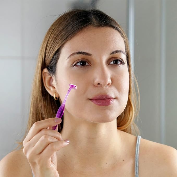 ANCIRS 30 Pack Eyebrow Trimmer Razors for Women Makeup, Facial T Shape Shaver Tool for Eye Brow, Stainless Steel Eyebrow Trimming Kit for Girls- 24 Purple & 6 White