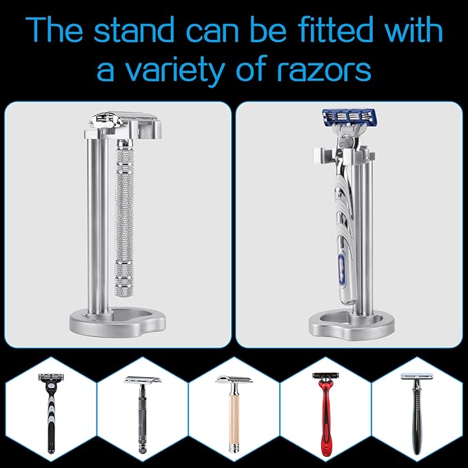 SANWA Deluxe Razor Holder Stainless Shaving Razor Stand,Dad Gifts,boyfriend Gifts,Husband Gifts for Him