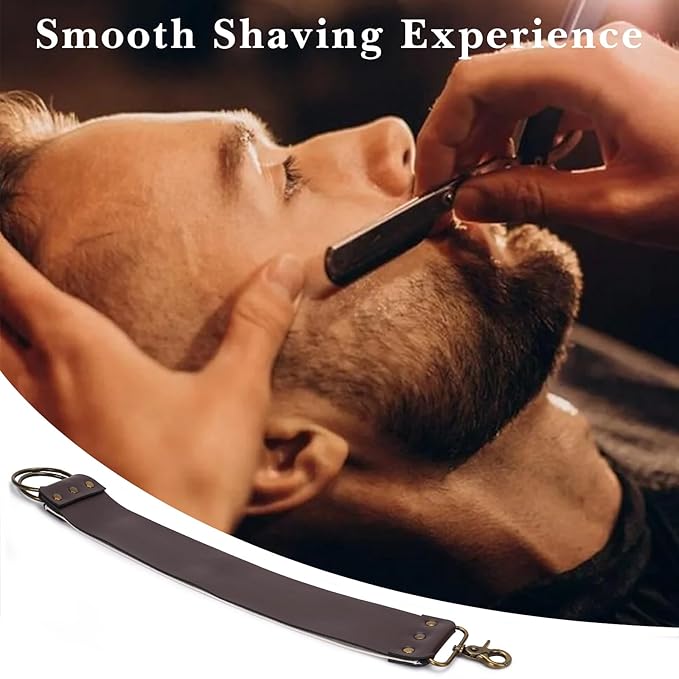 Linkidea Straight Razor Leather Strop for Sharpening, Leather Strop Razor Strops, Hair Removal Folding Razor, Straight Razor Sharpening Belt (Brown)