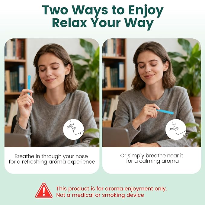Chewable Silicone Aroma Sticks with Essential Oils for Stress Relief & Fresh Breath, Improving Pen Biting & Smoking Habits.(Blue)