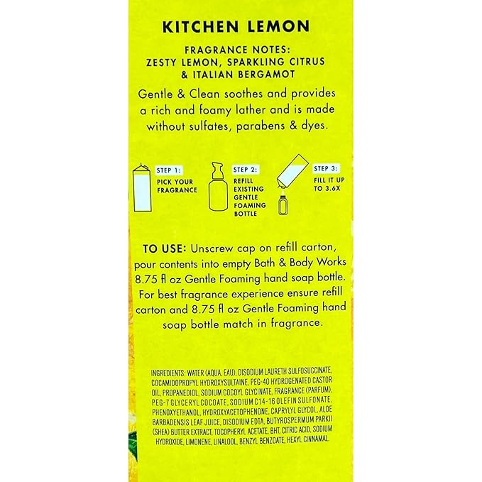 Bath & Body Works Kitchen Lemon Refill Gentle & Clean Foaming Hand Soap, 32 fl. oz. (Kitchen Lemon)