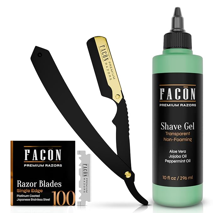 Facón Transparent Shaving Gel + Facón Straight Razors for Men