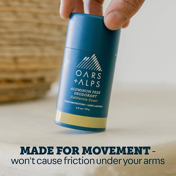 Oars + Alps Deodorant for Men & Women, Aluminum Free Deodorant for Men, Dermatologist Tested, Clean Ingredients, Vegan, Long Lasting, Odor Protection, California Coast, 2pk, 2.6oz