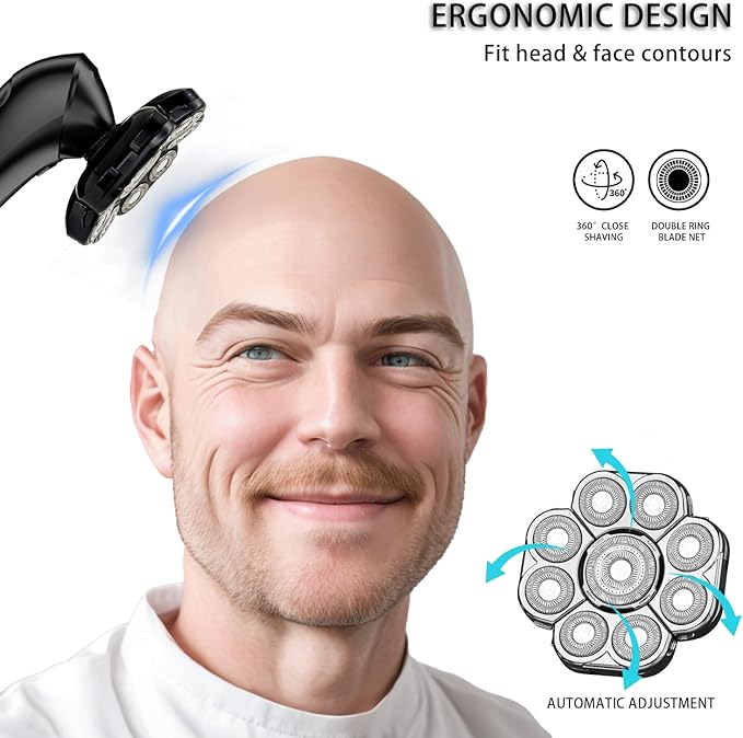 Head Shaver Replacement Heads,Head Shaver Replacement Blades, Head Shavers for Bald Men,Head shavers for Men, Stainless Steel Rotary Blades for Electric Head Razor (silver9)