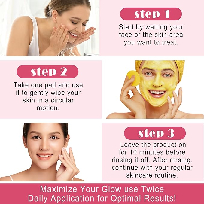 Turmeric Kojic Acid Cleansing Pads, 40 Counts Turmeric Face Scrub Pads, Enriched with Vitamin B5 & C, Daily Skin Care for Men & Women Face Cleansing and Exfoliation