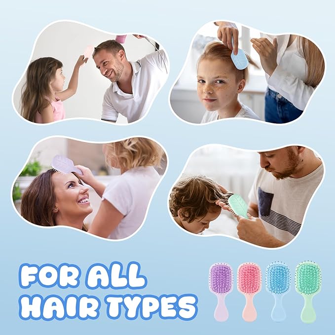 Mini Hair Bursh for Women Men and Kids, Protable Travel Size Hair Brush for Pockets Purses, Mini Detangler Brushes for All Hair Types, Small Paddle Brush for Detangling(Blue)
