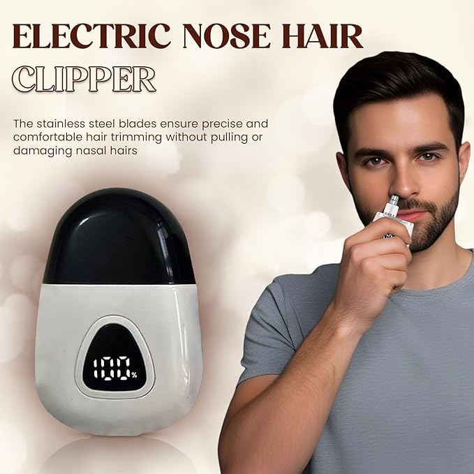 Nose Hair Trimmer for Men Women - Electric Nose Hair Clipper with Replaceable Stainless Steel Blade, Powerful Motor, Wet/Dry Use, Portable USB Rechargeable Design | White