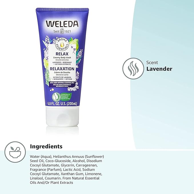 Weleda Aroma Essentials Relax Creamy Body Wash, Parabens Free, 6.8 Fluid Ounce (Pack of 1)