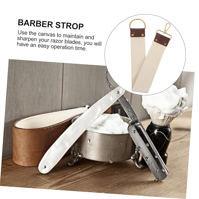 Double Layer Canvas Razor Strop 1-Piece Professional Sharpening Strap for Barbers Adjustable Polishing Belt for Straight Razors for Close Shaving and Grooming