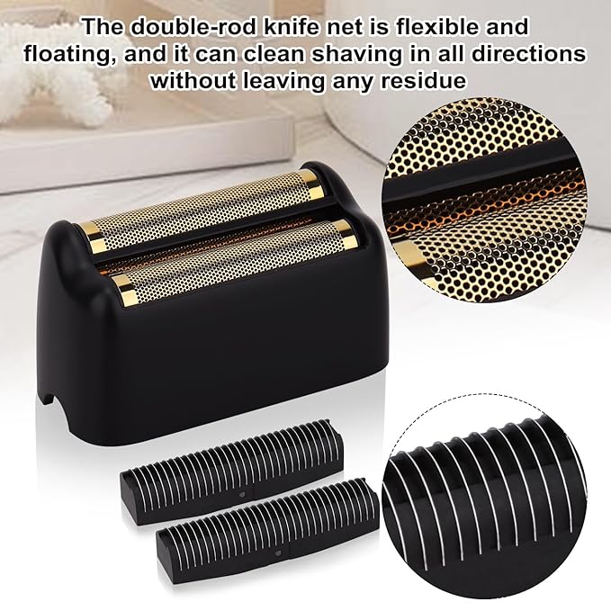 Replacement Foil and Cutter Head - Compatible with Baby*liss Foil Shaver，Double Foil Shaver Replacement Head, Compatible with BaBy*lissPRO trimmer Barberology FXFS2 Electric Razors(Black)