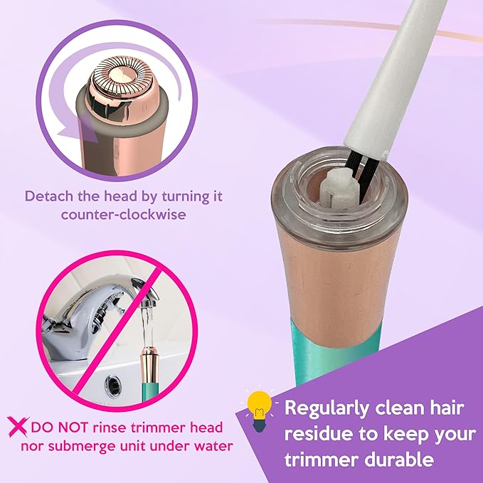 Facial Hair Remover for Women – Painless 16mm Dual Ring Floating Head Blade, Portable, Electric Razor & Epilator for Flawless Face, Lips & Chin – with 18K Gold-Plated Head, 360° LED Light