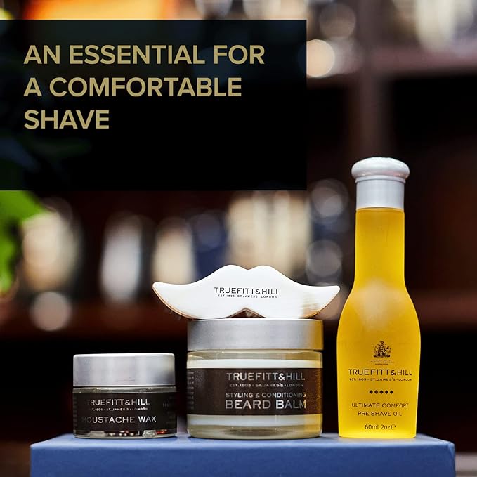 Truefitt & Hill Pre-shave Oil - Ultimate Comfort - Essential-Oil Based Ingredients that Moisturize, Heal, and Conditions Skin, Softens Hair Before Shave - 2 oz.