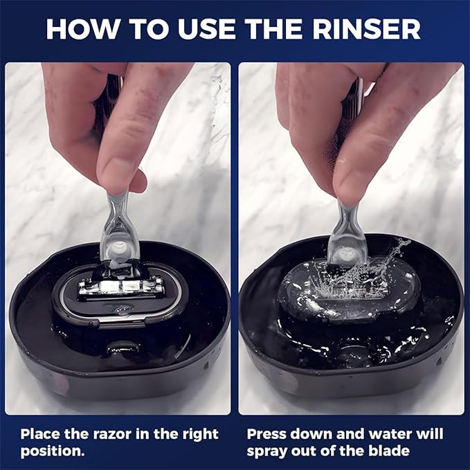 1 Pack Razor Rinser, Manual Push-Type Razor Rinser, Shaving Razor Rinser Cleaner, Clean Your Razor Efficiently, Save Water, and Ditch The Sink, with 1 Shaver and 1 Shaving Cream, Black
