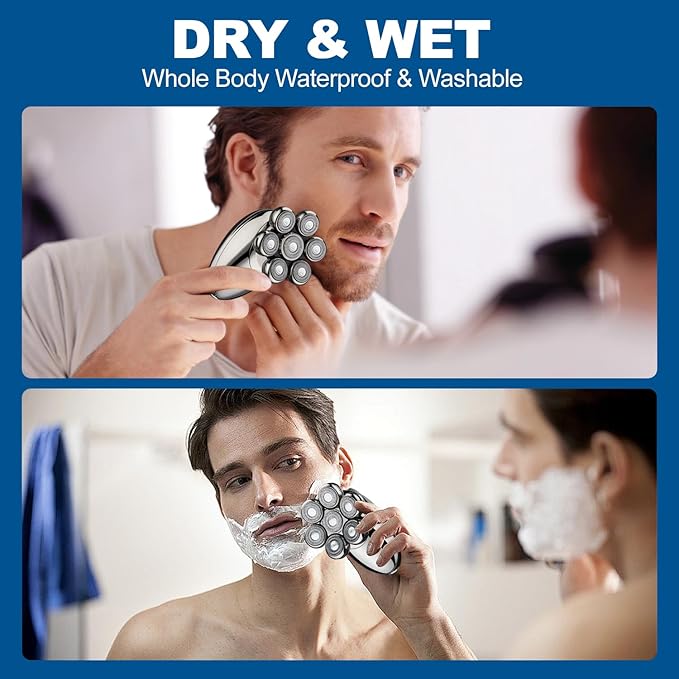 Head Shavers for Bald Men, 5-in-1 Electric Shaver, 7D Rotary Shaver, Wet/Dry Shaver, LED Display, Rechargeable Shaving Grooming Set, Suitable for Head and Face Shavers, IPX6 Waterproof