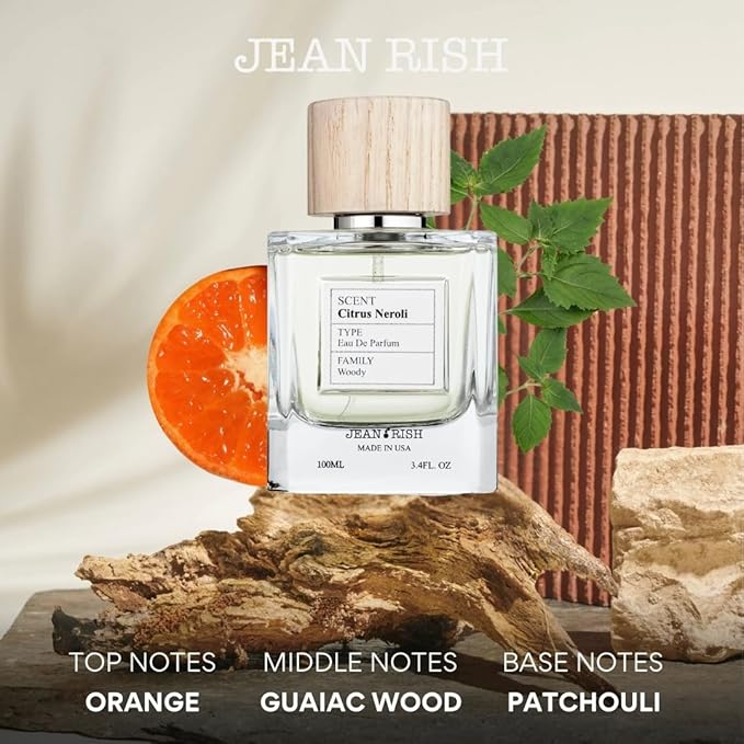 Jean Rish Citrus Neroli Perfume for Men Eau De Parfum, Long-Lasting Luxury Fragrance, Made In USA - Grapefruit, Orange, Jasmine, Patchouli Scent - 100ml / 3.4 oz