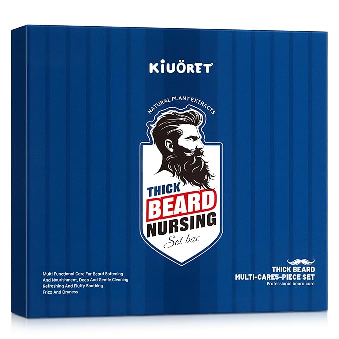 Beard Kit for Men 5PCS - Beard Growth & Grooming Set with Shampoo, Conditioner, Oil, Spray & Balm - Moisturises & Smoothes Beard, Tames Frizz - Perfect Beard Kit for Men, Dad, Boyfriend, Husband