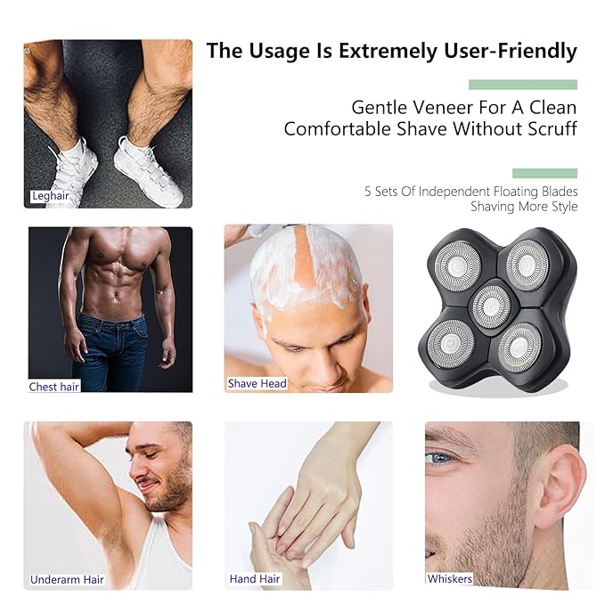 Upgrade Universal Head Shaver Replacement Heads Compatible with Freebird Shaver, Full Dual Blade Ring Design Replacement Heads for Wyklaus Head Shavers for Bald Men (Black)