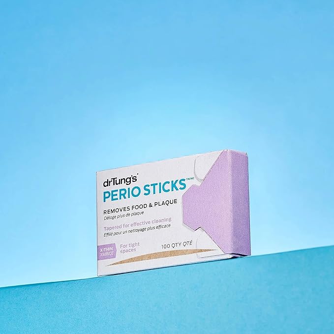 drTung's Dental Sticks for Teeth & Gum Cleaning - Toothpicks for Oral Care, Soft Floss Picks for Teeth, Interdental Plaque & Food Remover Tool, Perio Sticks - X-Thin, Bulk 100 Count (Pack of 2)
