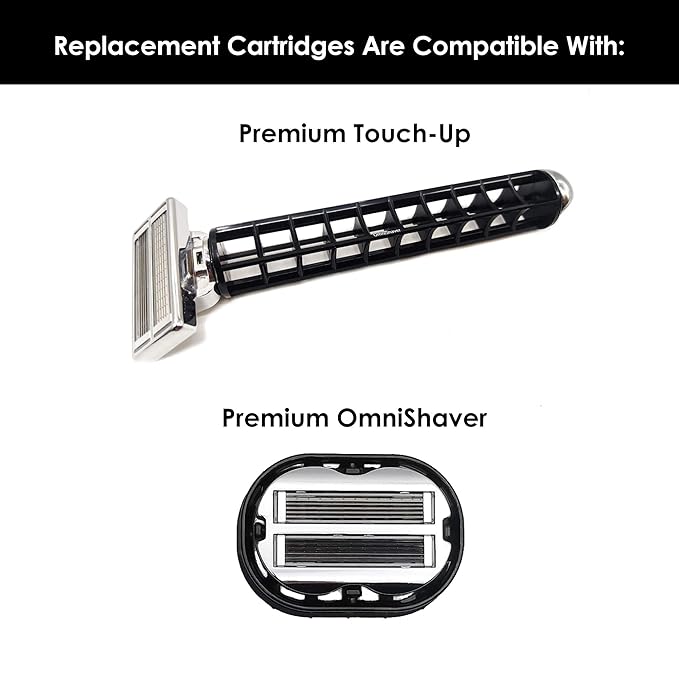 Premium Omnishaver Replacement Cartridge Refill Kit with Blade Removal Tool - Self Cleaning & Self-Stropping Shaving Razors for Men & Women - Safe & Smooth Mens Razors Blades Refills - 4 Cartridges