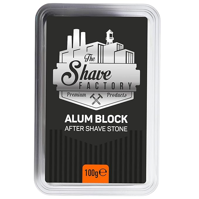 The Shave Factory Alum Block Aftershave Solution for Shaving Razor Burn Relief in Plastic Case 3.53 oz. 100gr.