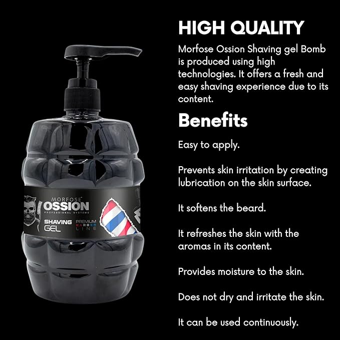 Men’s Shaving Gel for Sensitive Skin – Anti-Irritation Barber Shave Gel, Moisturizing & Protective Formula, Smooth Glide for Easy Shaving – Gel para Afeitar Barbero Profesional, 33.81 Fl oz