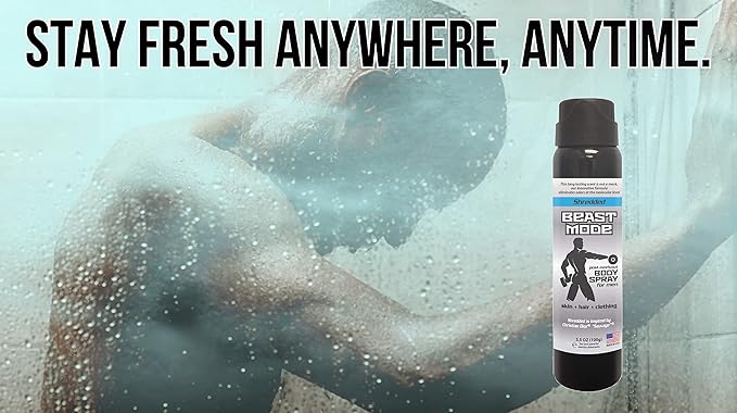 Beast Mode - Men’s Post Workout Body Spray - Breaks Down Most Foul Odors at The Molecular Level on Skin, Hair and clothing - 3.5 oz Spray (Shredded, 1 Pack)